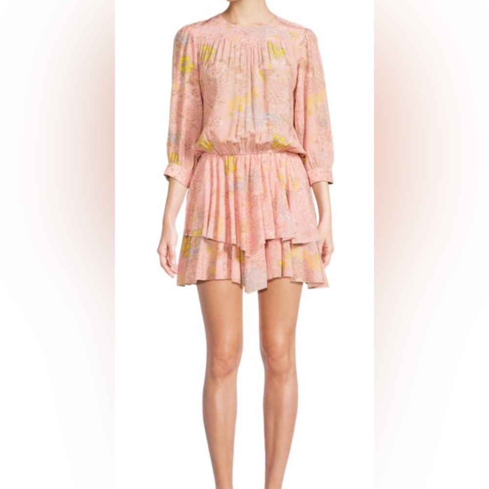 ZADIG & VOLTAIRE Rooka Print Tiered Mini Blouson dress sz xs